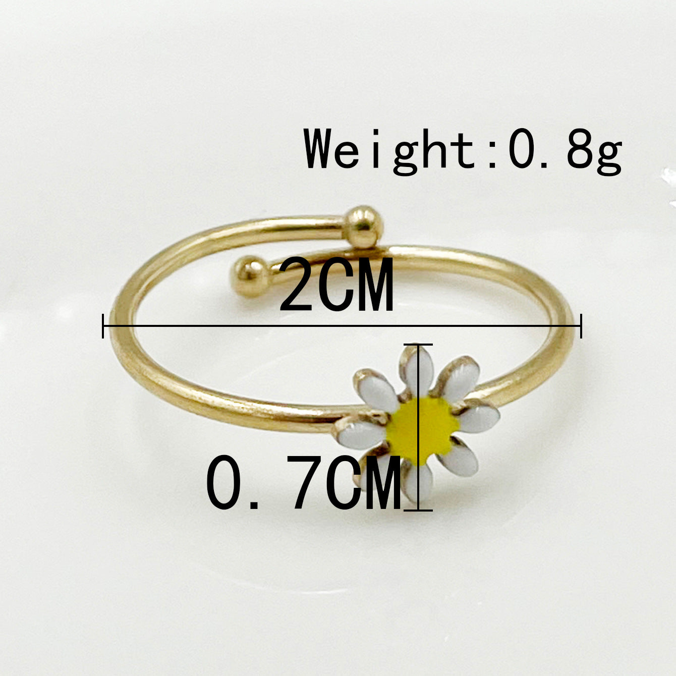 Wholesale Colorful Oil Drip Sunflower Adjustable Titanium Steel Ring